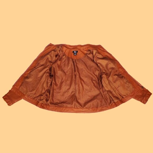 LUCY DIAMONDS size 3X russet-brown faux-leather zip-front jacket PU outer - Picture 14 of 16